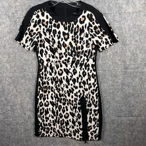 Nanette Lepore Women's Black Short Sleeve Wildlife Sheath Dress Size 2,